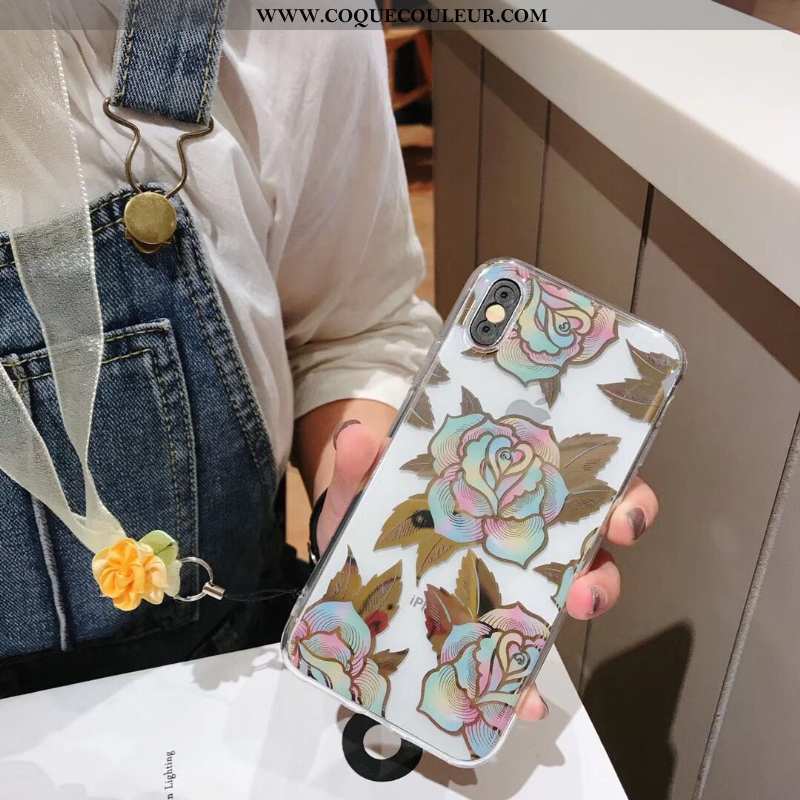 Étui iPhone Xs Max Transparent Beau Violet, Coque iPhone Xs Max Fluide Doux Fleur Violet