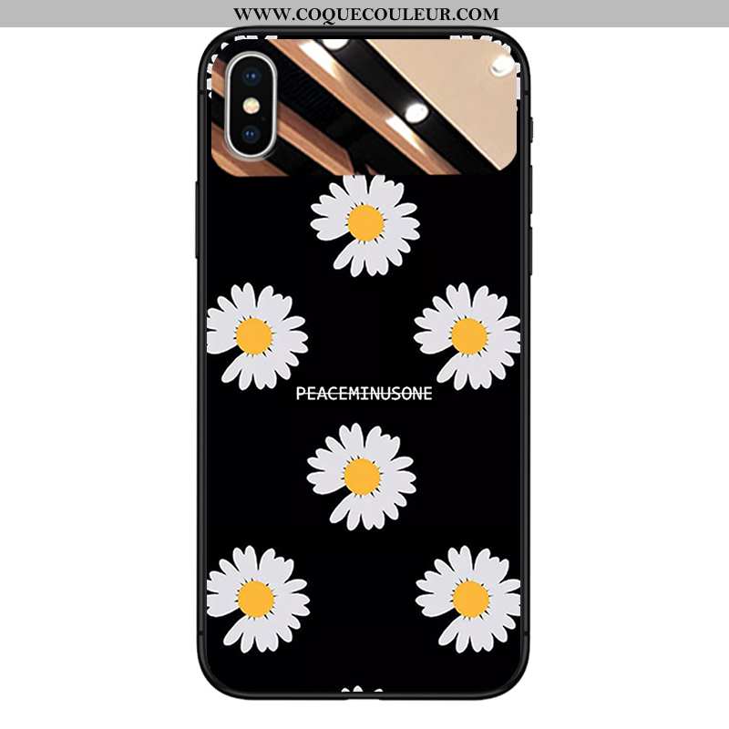 Étui iPhone Xs Max Verre Miroir Étui, Coque iPhone Xs Max Tendance Téléphone Portable Noir