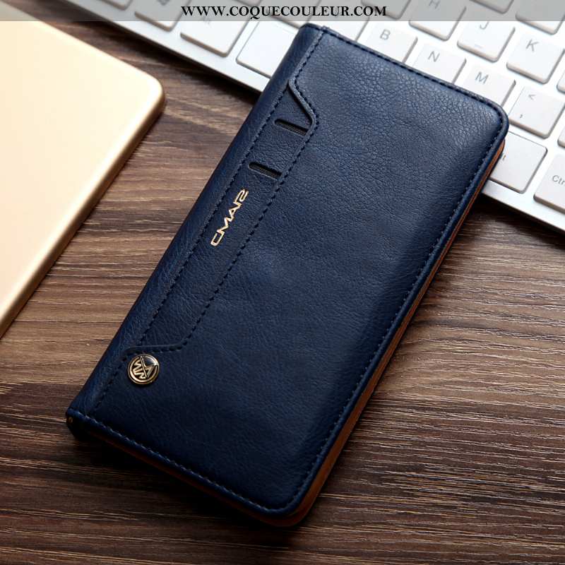 Étui iPhone Xs Max Portefeuille Véritable Noir, Coque iPhone Xs Max Cuir Housse Noir