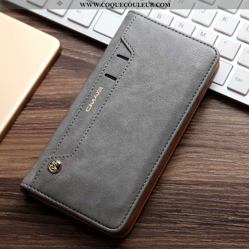 Étui iPhone Xs Max Portefeuille Véritable Noir, Coque iPhone Xs Max Cuir Housse Noir