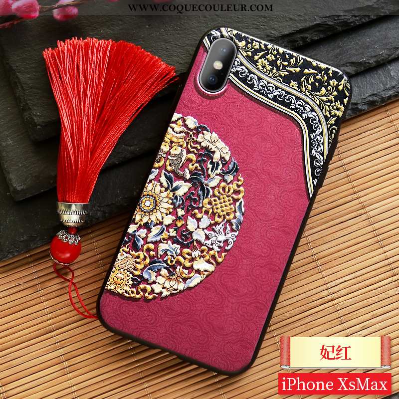 Housse iPhone Xs Max Silicone Légère Style Chinois, Étui iPhone Xs Max Ornements Suspendus Jaune