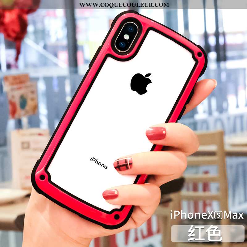 Étui iPhone Xs Max Protection Téléphone Portable Étui, Coque iPhone Xs Max Transparent Rouge