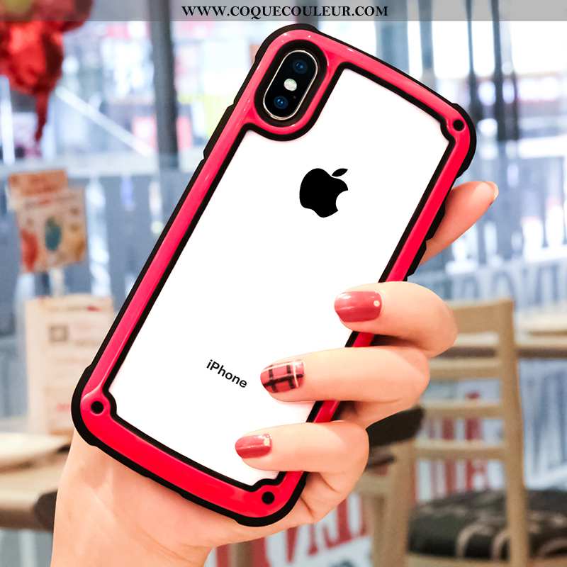 Étui iPhone Xs Max Protection Téléphone Portable Étui, Coque iPhone Xs Max Transparent Rouge