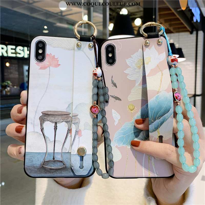 Housse iPhone Xs Max Vintage Tout Compris Protection, Étui iPhone Xs Max Fluide Doux Support Rose