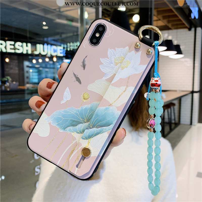 Housse iPhone Xs Max Vintage Tout Compris Protection, Étui iPhone Xs Max Fluide Doux Support Rose