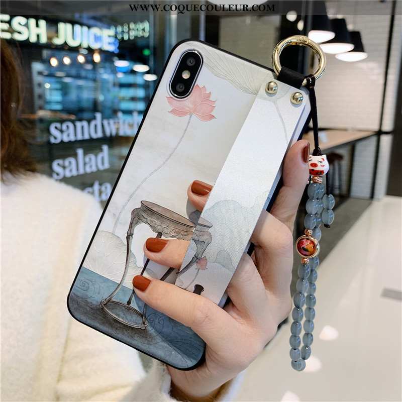 Housse iPhone Xs Max Vintage Tout Compris Protection, Étui iPhone Xs Max Fluide Doux Support Rose