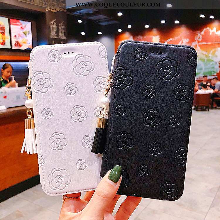 Coque iPhone Xs Max Cuir À Franges Housse, Housse iPhone Xs Max Tendance Étui Noir