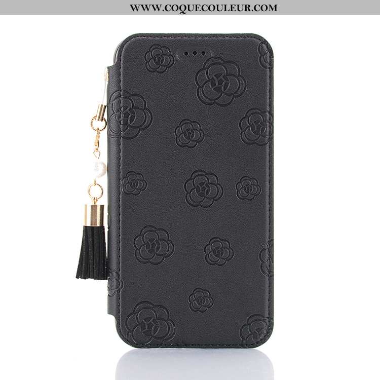 Coque iPhone Xs Max Cuir À Franges Housse, Housse iPhone Xs Max Tendance Étui Noir