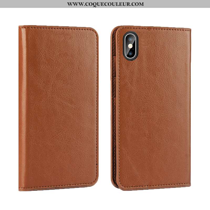 Housse iPhone Xs Max Cuir Incassable Luxe Véritable, Étui iPhone Xs Max Protection Coque Rouge