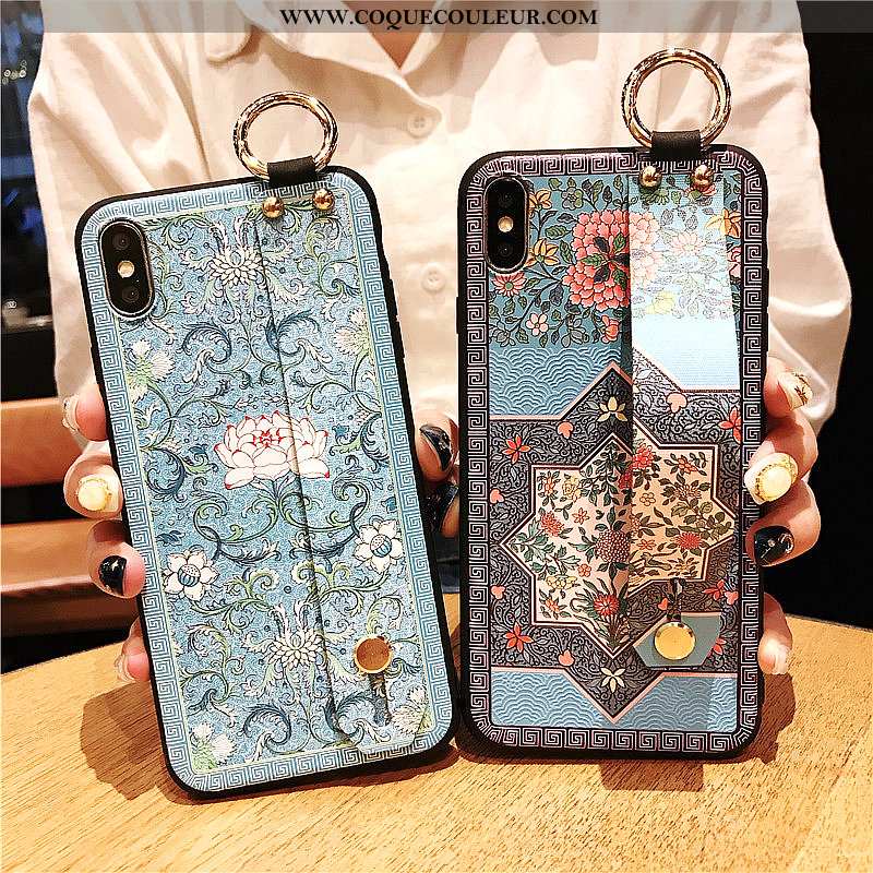 Housse iPhone Xs Max Silicone Étui Bleu, iPhone Xs Max Vintage Vent Bleu