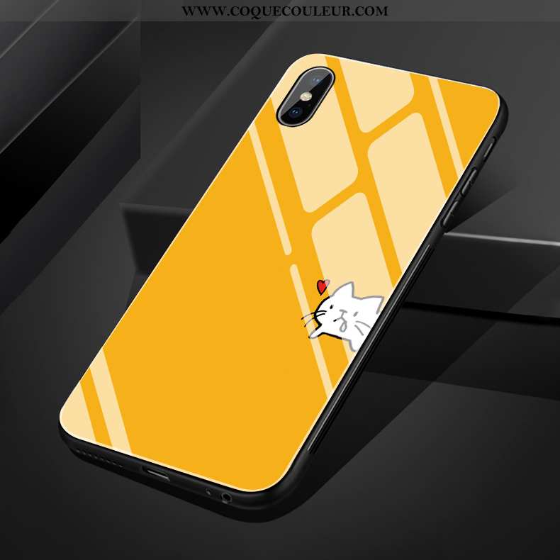 Housse iPhone Xs Max Créatif Verre Tout Compris, Étui iPhone Xs Max Dessin Animé Mignonne Jaune