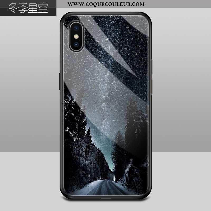 Housse iPhone Xs Max Tendance Coque Verre, Étui iPhone Xs Max Protection Verte