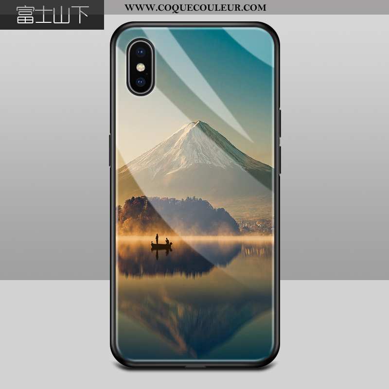 Housse iPhone Xs Max Tendance Coque Verre, Étui iPhone Xs Max Protection Verte