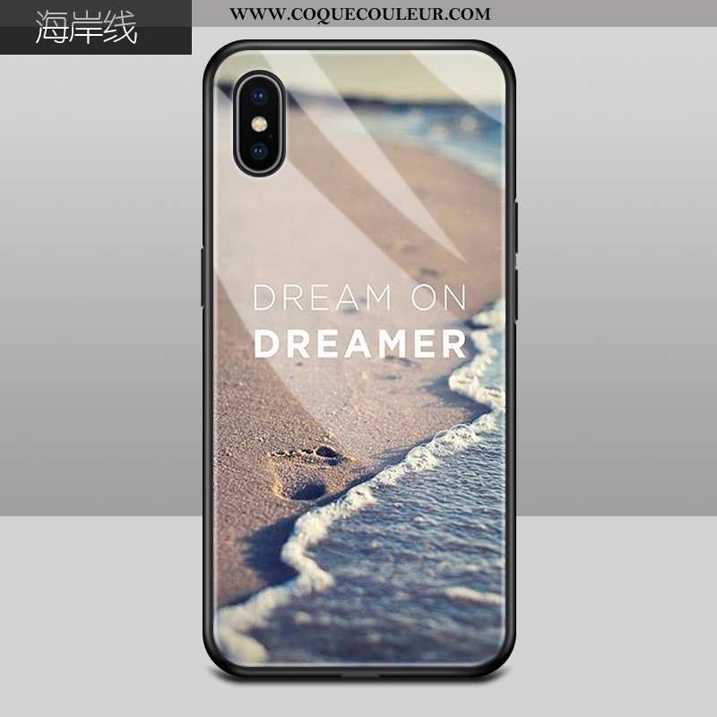 Housse iPhone Xs Max Tendance Coque Verre, Étui iPhone Xs Max Protection Verte