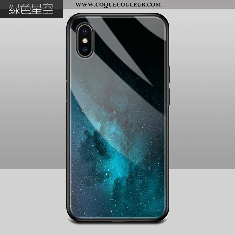 Housse iPhone Xs Max Tendance Coque Verre, Étui iPhone Xs Max Protection Verte