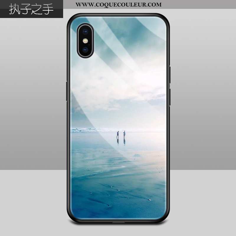 Housse iPhone Xs Max Tendance Coque Verre, Étui iPhone Xs Max Protection Verte