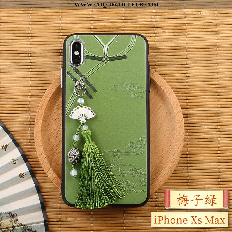Étui iPhone Xs Max Silicone Style Chinois Gaufrage, Coque iPhone Xs Max Ornements Suspendus Incassab