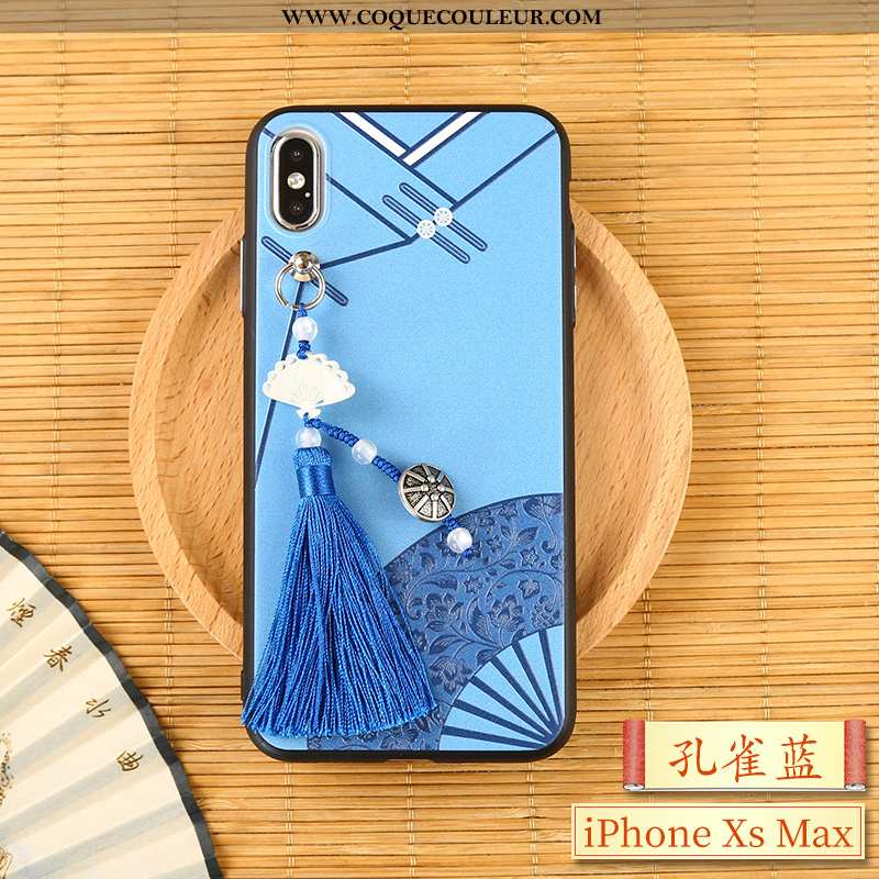 Étui iPhone Xs Max Silicone Style Chinois Gaufrage, Coque iPhone Xs Max Ornements Suspendus Incassab