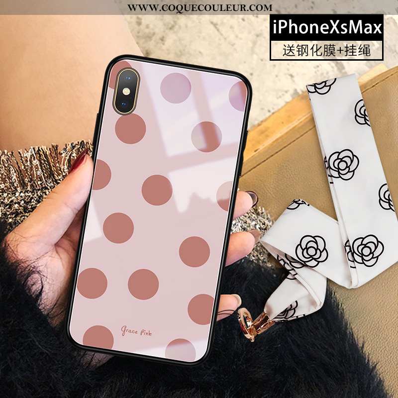 Étui iPhone Xs Max Tendance Coque Tout Compris, iPhone Xs Max Verre Incassable Rose