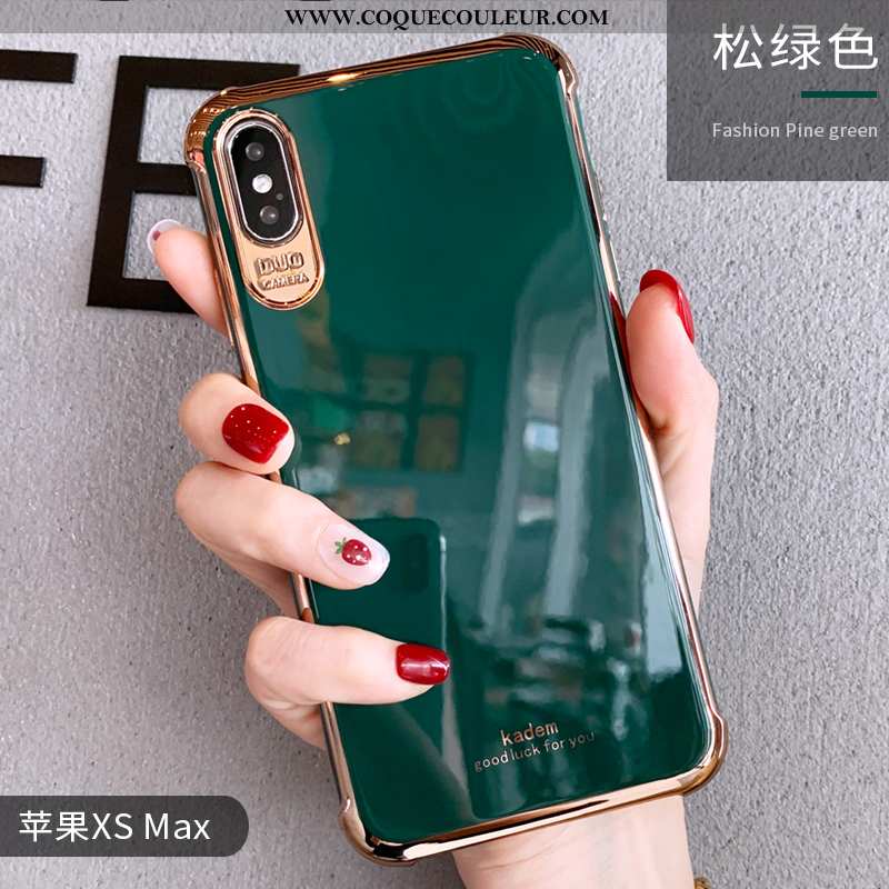 Étui iPhone Xs Max Personnalité Silicone Tendance, Coque iPhone Xs Max Créatif Luxe Verte