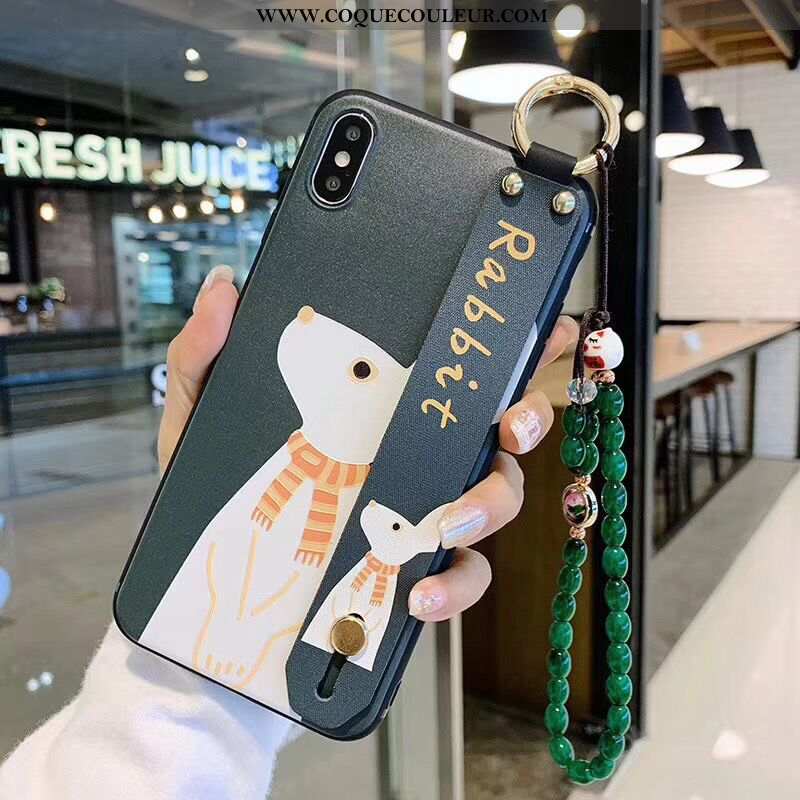 Housse iPhone Xs Max Silicone Dessin Animé Vert, Étui iPhone Xs Max Protection Amoureux Verte