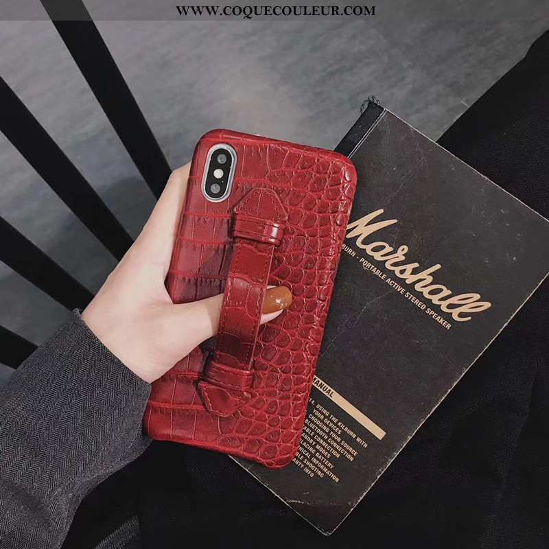 Housse iPhone Xs Max Modèle Fleurie Rouge Étui, Étui iPhone Xs Max Luxe Crocodile