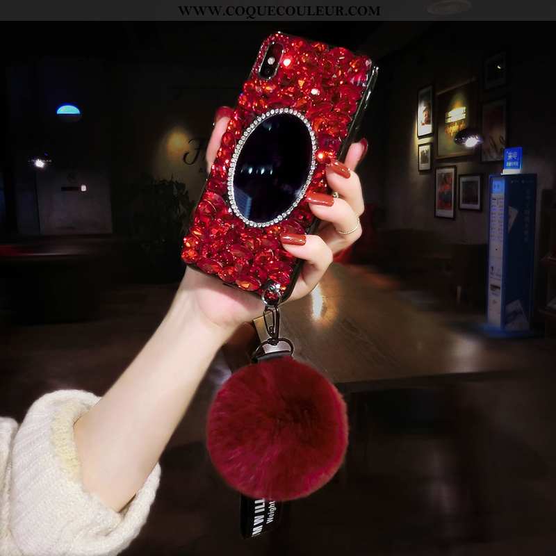 Housse iPhone Xs Max Strass Luxe Coque, Étui iPhone Xs Max Tendance Téléphone Portable Rouge