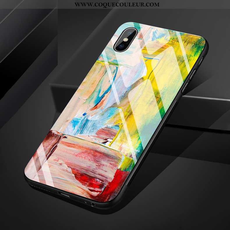 Étui iPhone Xs Max Verre Vent Silicone, Coque iPhone Xs Max Personnalité Rouge
