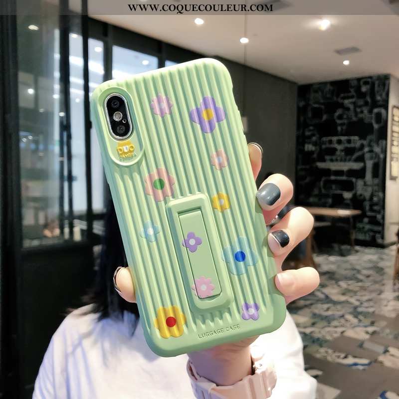 Étui iPhone Xs Silicone Créatif Modèle Fleurie, Coque iPhone Xs Personnalité Fluide Doux Verte