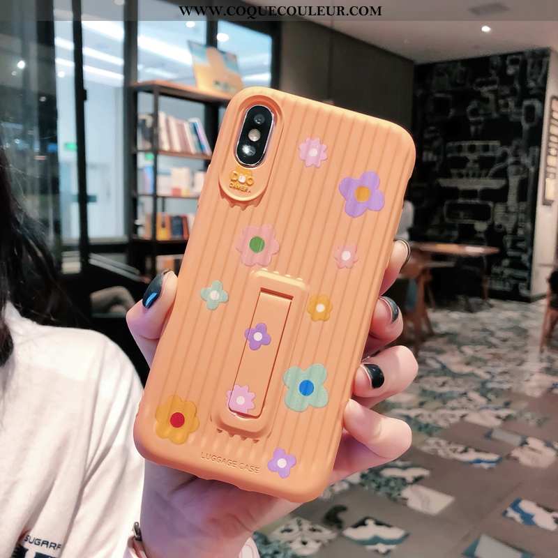 Étui iPhone Xs Silicone Créatif Modèle Fleurie, Coque iPhone Xs Personnalité Fluide Doux Verte