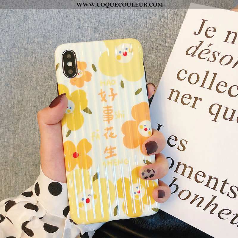 Coque iPhone Xs Fluide Doux Protection Tendance, Housse iPhone Xs Silicone Frais Jaune