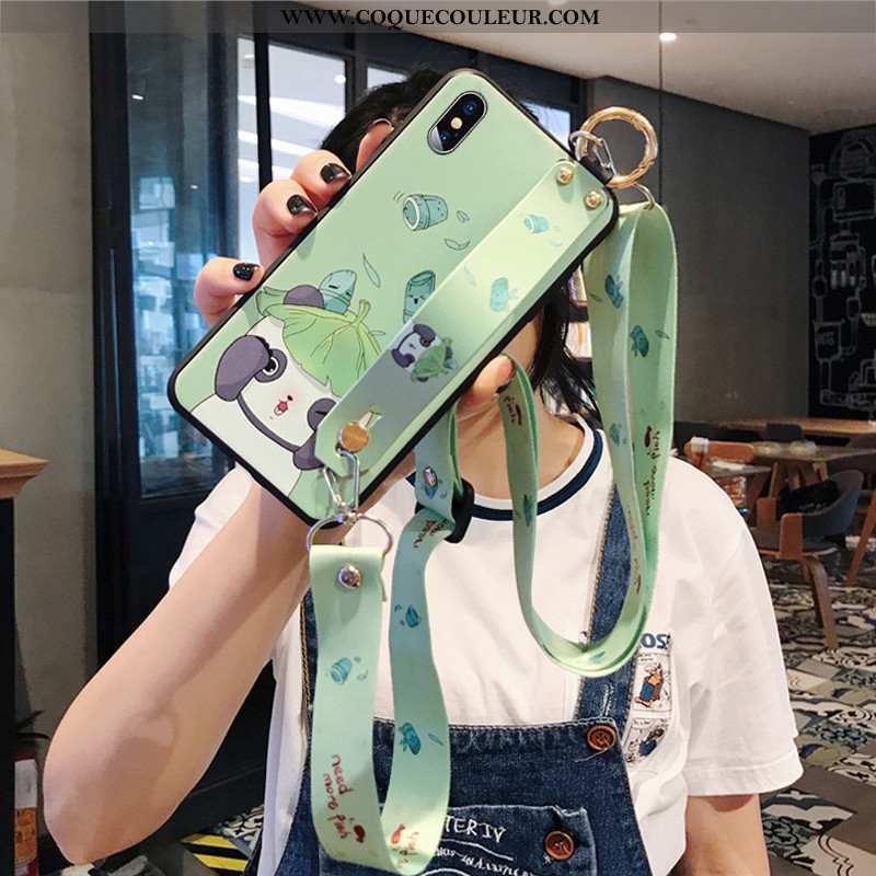 Housse iPhone Xs Dessin Animé Vert Fluide Doux, Étui iPhone Xs Tendance Téléphone Portable Verte