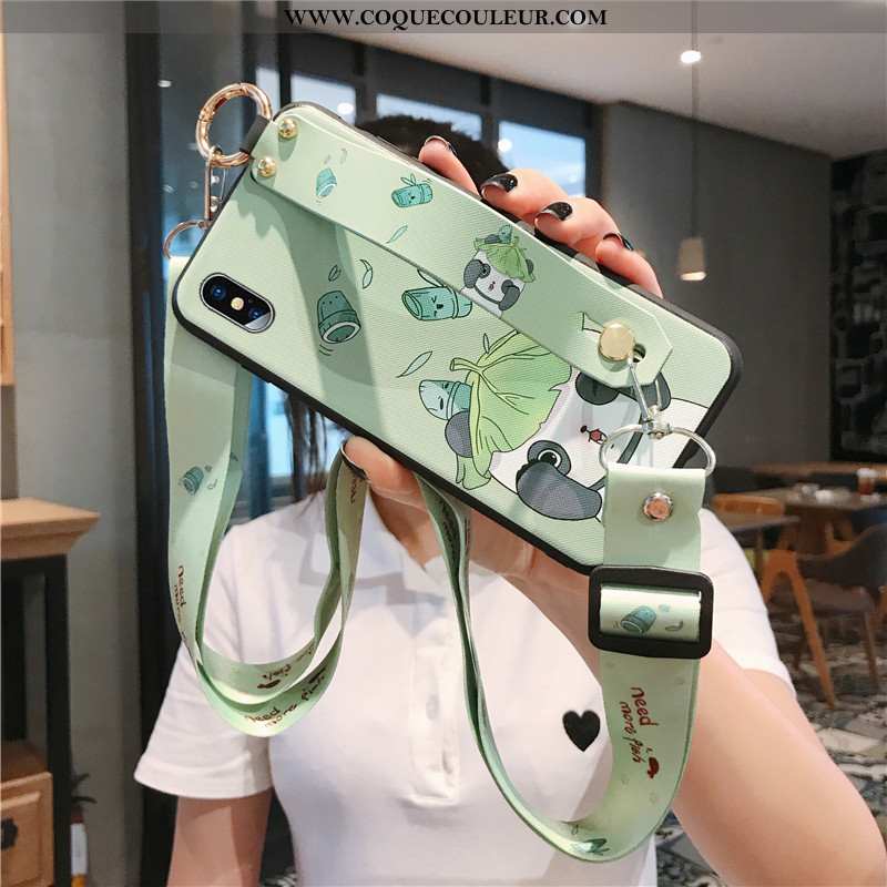 Housse iPhone Xs Dessin Animé Vert Fluide Doux, Étui iPhone Xs Tendance Téléphone Portable Verte