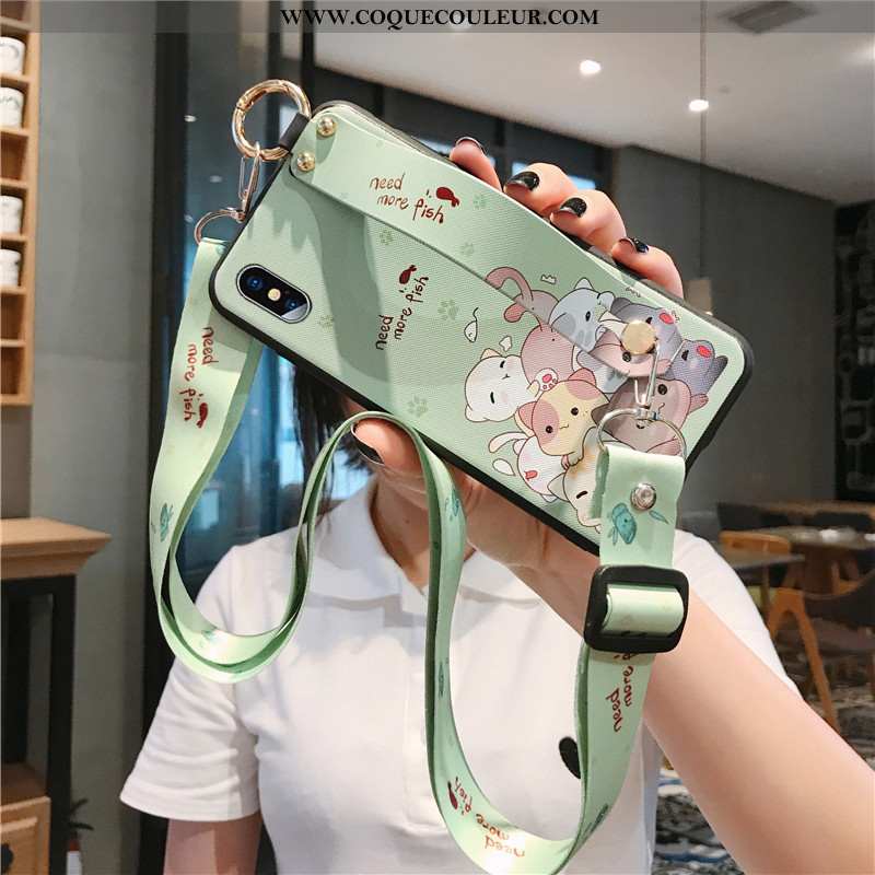 Housse iPhone Xs Dessin Animé Vert Fluide Doux, Étui iPhone Xs Tendance Téléphone Portable Verte