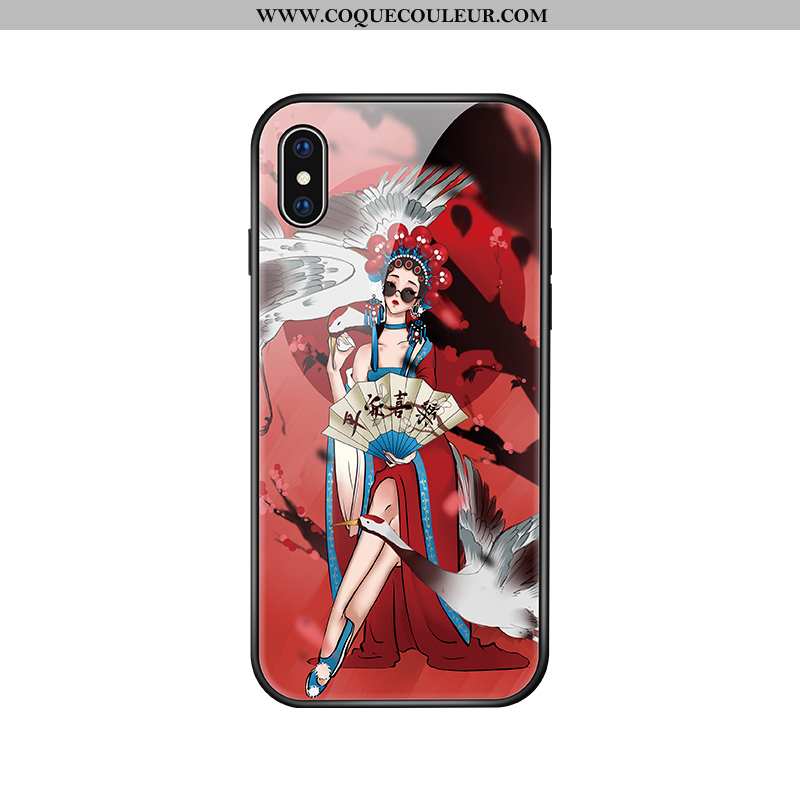 Coque iPhone Xs Vintage Amoureux Personnalité, Housse iPhone Xs Tendance Miroir Bleu