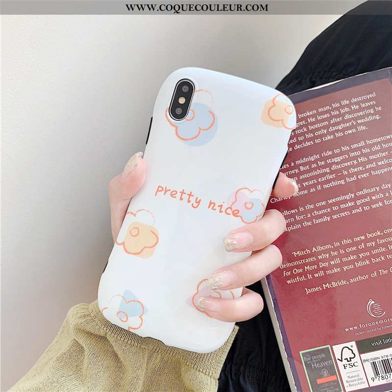 Étui iPhone Xs Fleur Petit Coque, Coque iPhone Xs Graffiti Blanc Blanche