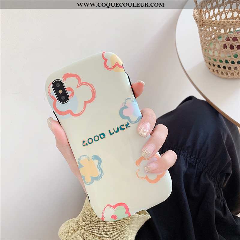 Étui iPhone Xs Fleur Petit Coque, Coque iPhone Xs Graffiti Blanc Blanche