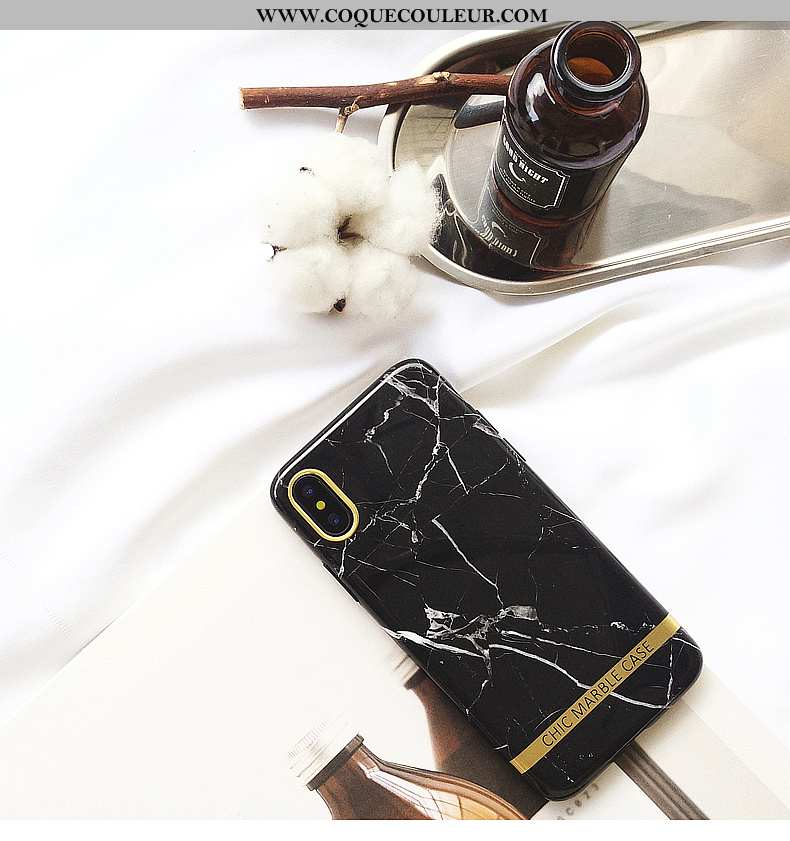 Housse iPhone Xs Tendance Grand Europe, Étui iPhone Xs Modèle Fleurie Clair Noir