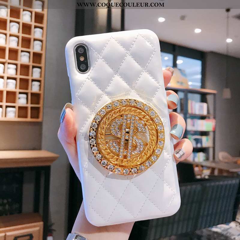 Housse iPhone Xs Cuir Téléphone Portable Coque, Étui iPhone Xs Protection Petit Blanche