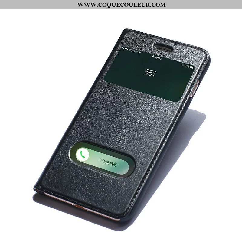 Étui iPhone Xs Protection Noir Incassable, Coque iPhone Xs Cuir Véritable Business