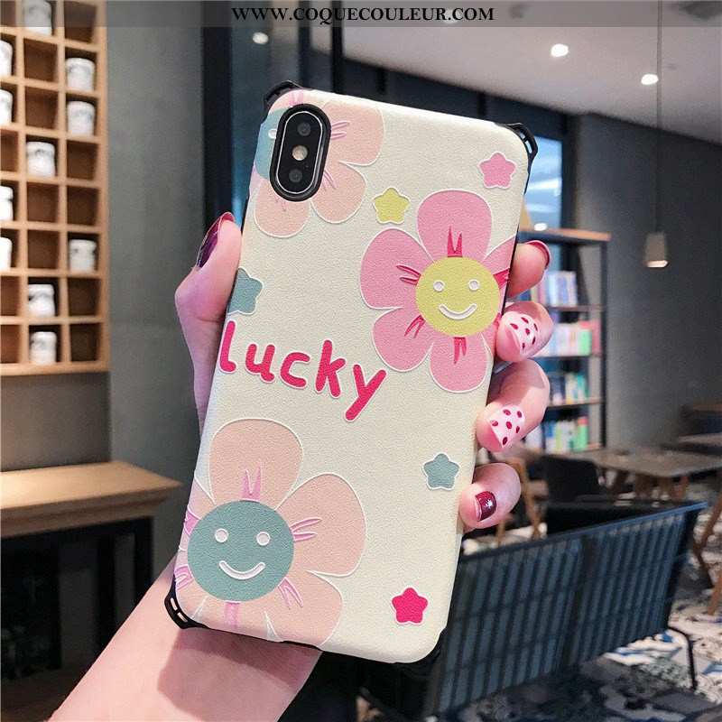 Housse iPhone Xs Fluide Doux Incassable Frais, Étui iPhone Xs Silicone Petit Rose