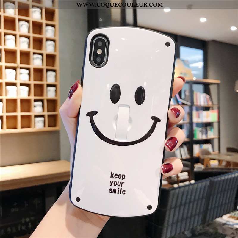 Housse iPhone Xs Silicone Souriant Coque, Étui iPhone Xs Personnalité Dessin Animé Jaune