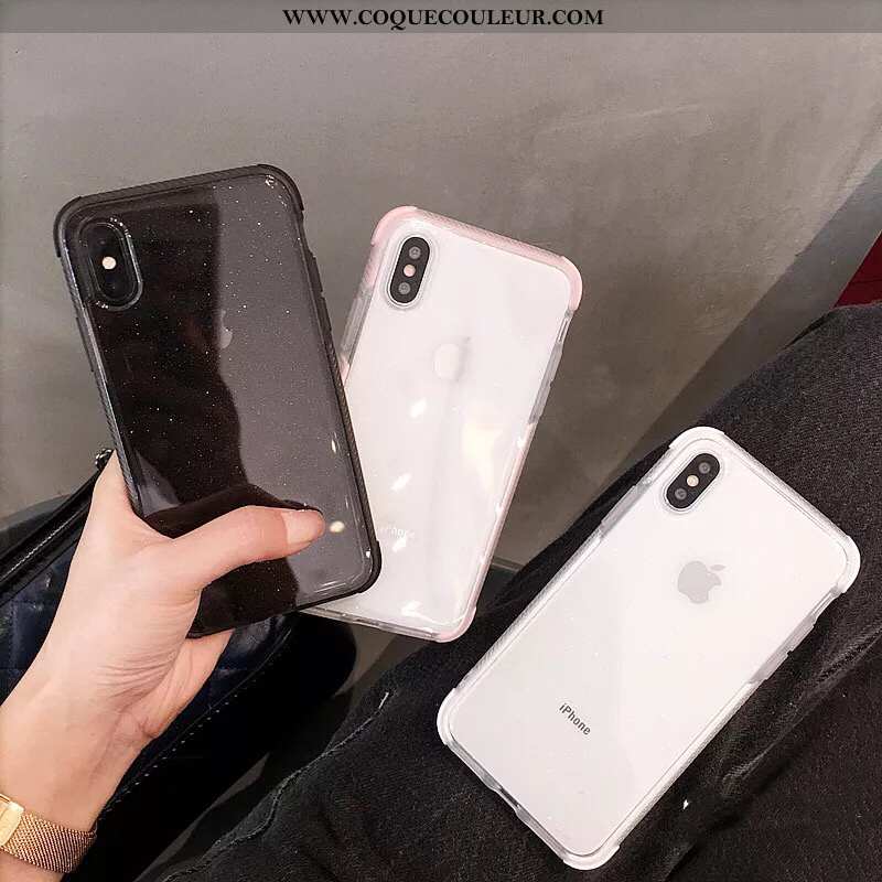 Coque iPhone Xs Personnalité Rose Fluide Doux, Housse iPhone Xs Tendance Téléphone Portable Noir