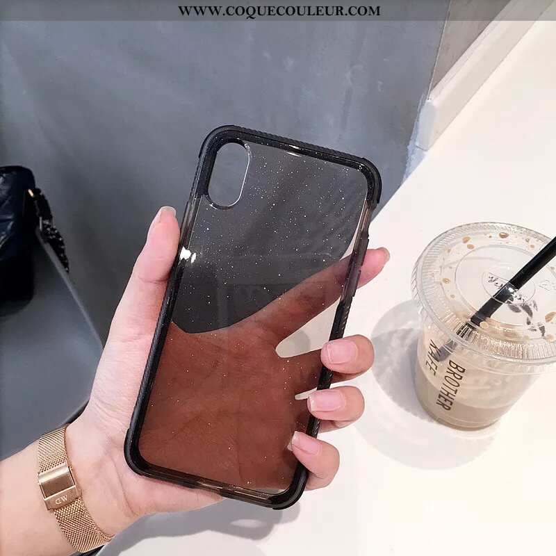 Coque iPhone Xs Personnalité Rose Fluide Doux, Housse iPhone Xs Tendance Téléphone Portable Noir