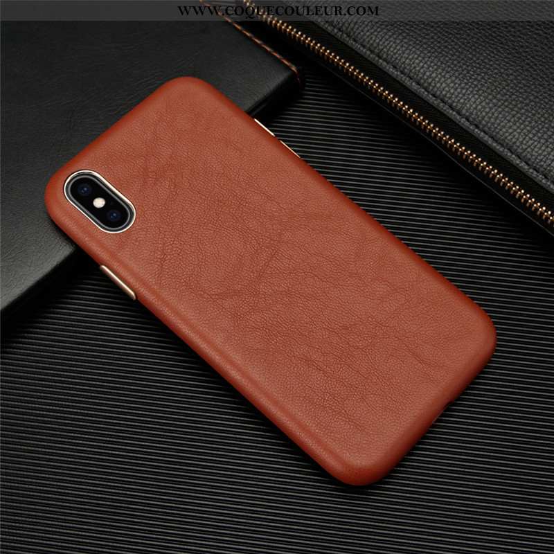 Étui iPhone Xs Cuir Tout Compris Nouveau, Coque iPhone Xs Personnalité Légère Noir