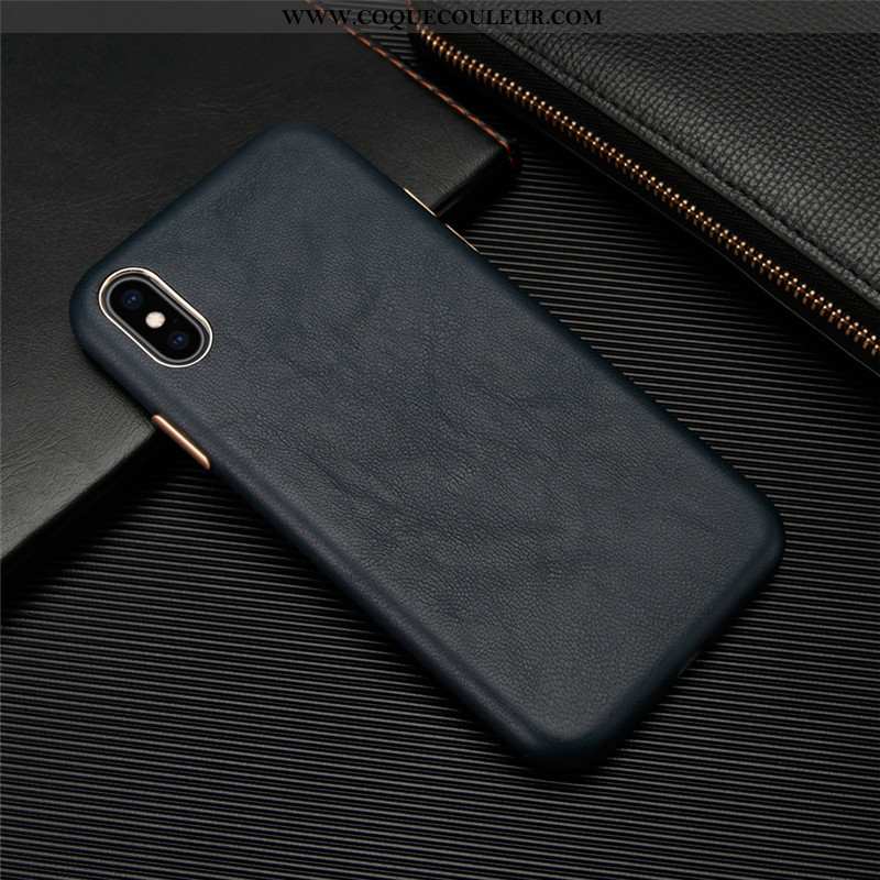 Étui iPhone Xs Cuir Tout Compris Nouveau, Coque iPhone Xs Personnalité Légère Noir