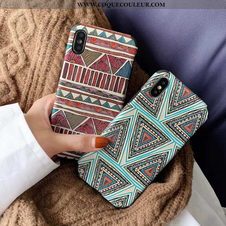 Housse iPhone Xs Créatif Bleu Téléphone Portable, Étui iPhone Xs Tendance Incassable