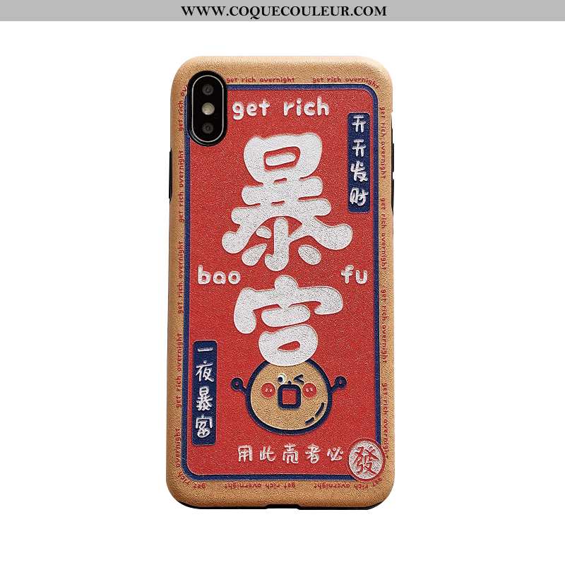 Housse iPhone Xs Gaufrage Rouge Richesse, Étui iPhone Xs Modèle Fleurie Incassable