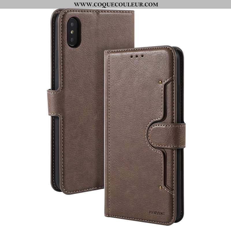 Housse iPhone Xs Cuir Téléphone Portable Étui, Étui iPhone Xs Protection Luxe Bleu Foncé