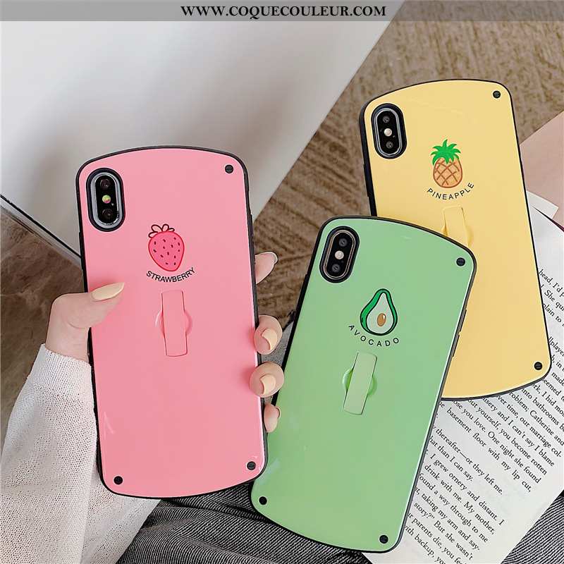 Coque iPhone Xs Créatif Rose Étui, Housse iPhone Xs Fluide Doux Support